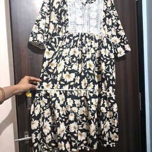 Floral Print Dress with Lace Detail