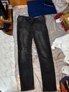 Distressed Black Denim Jeans