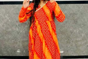 Orange Colored Bundi work Kurta