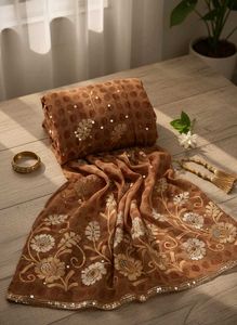 Elegant Tradition: Teal & Crimson Designer Saree