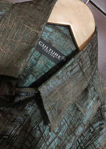 Olive Patterned Party Wear Shirt for 36 Chest