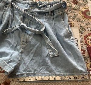 Paperbag Denim Shorts