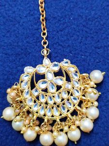 Elegant Indian Gold Plated Pearl Maangtikka