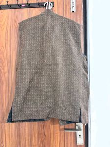 Stylish Brown Checkered Nehru Jacket