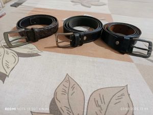 Men Leather Belt 3 Piece