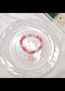 Pink Maple Leaf Beaded Bracelet