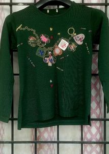 Girls' Green Long Sleeve Top
