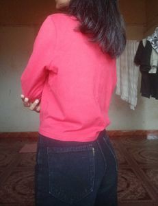 Coral Cropped Long Sleeve Top