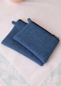 Floral Embroidered Denim Pouches