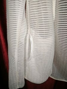 Off White Sheer Stripes Cardigan
