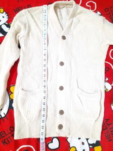 Women Sweater Vintage Cream Cardigan Jacket