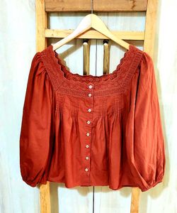 Designer Embroidery Work Cotton Top Size-42