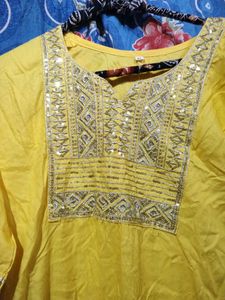 Yellow Embroidered Kurta