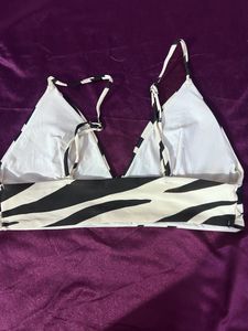 Leaopard Style Black N Offwhite Crop Top
