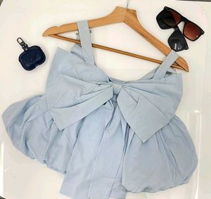 Powder Blue Korean Bow Top