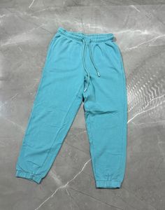 Blue Cotton Joggers with Elastic Waist & Drawstrin