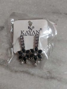 Black Floral Drop Earrings