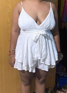 White Ruffle Romper