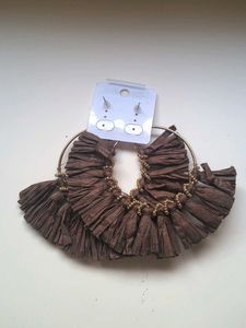 Brown Fringe Statement Earrings