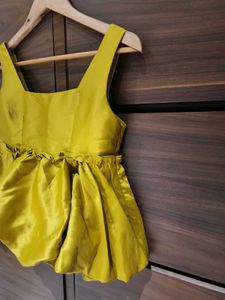 Yellow Ruffle Hem Tank