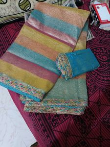 Sale New Saree Crush Multicolour With Border