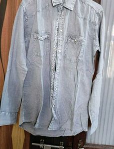 Gray Denim Western Style Shirt