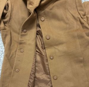 Elegant Tan Coat with Wide Collar