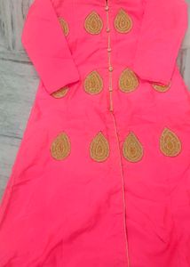 Graceful Pink and Gold Embroidered Ethnic Gown