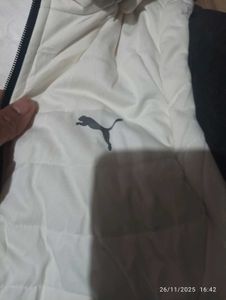 light weight grey and pure white puma hoodie