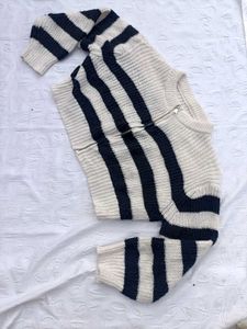 Y2k Striped Zip-up Cropped Cardigan