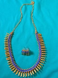 Amazing Blue 💙 colour Necklace With Studs