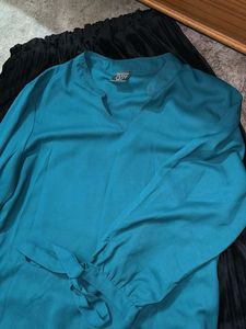 Teal V-Neck Top