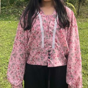 Pink Mesh Blouse Top Very Comfortable 🤍💕💗🌸🏵️