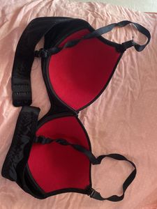 Black Cotten Blend Silk Bra
