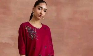Pink Embroidered Kurti