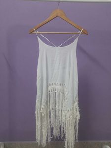 White Fringe Top