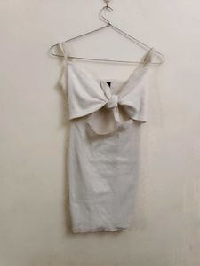 Women Ribbed White Dress