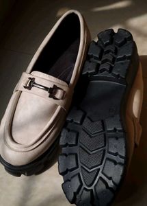 Elegant Beige Loafers with Metal Detail