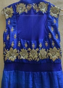 Royal Blue Gold Embroidered Gown