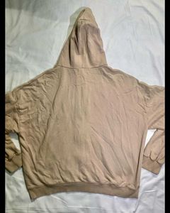 Oversized Beige Button-Up Hoodie Jacket,