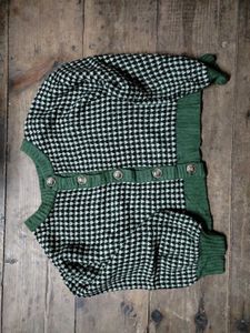 🌸Green Checked Cardigan