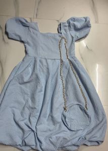 Cute Blue Puff Sleeve Dress