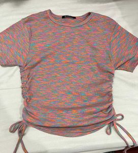 Colorful Ruched Crop Top