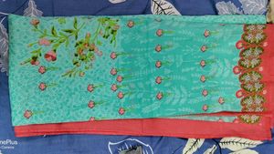 Aqua Floral Anarkali Suit