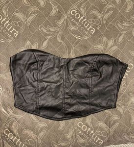 Black Faux Leather Tube Top