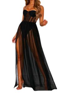 Sheer Black Corset Maxi Dress