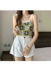 Crochet Floral Crop Tank Top