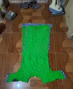 Green Kurta with Blue Detail
