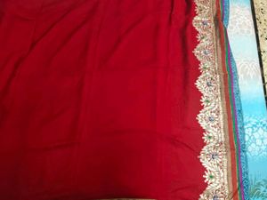Red Embellished Saree