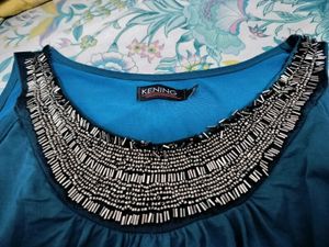Beautiful Embellished Teal Blue Top